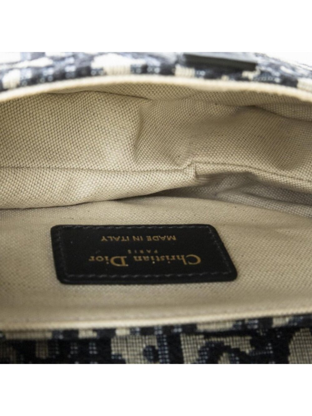 Dior New Saddle Bag Navy Beige Oblique Peacock Canvas - Picture 9 of 10